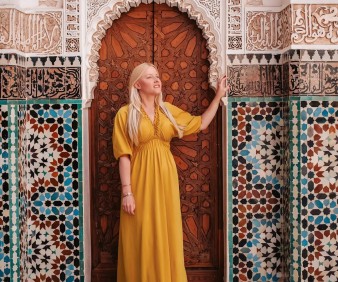 American tourist visiting Fez
